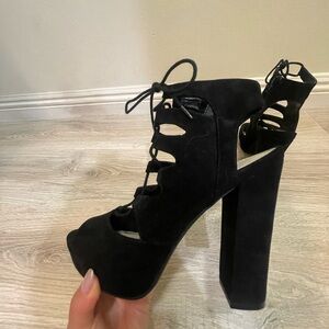 Bar III Black Lace Up Heels!